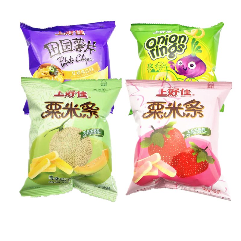 上好佳田园薯片栗米条洋葱圈办公室零食9克—12克 20袋多省包邮