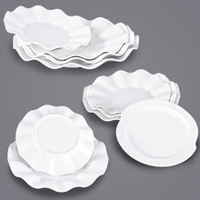 9OPU批发密胺白色圆形塑料盘子仿瓷餐厅饭店餐盘酒店餐具火锅盘凉