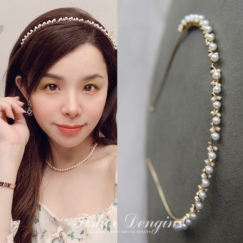 Fairy Opal Rhinestone Korean Alloy Fine Pearl Headband Fashion Face Wash Hair Band Hairpin Cross-Border Hair Accessories