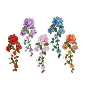 刺绣花朵亮片布贴熨烫贴花边补丁绣花贴戏曲古装演出服烫花贴批发