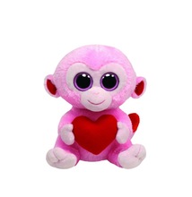 仿真大眼猴公仔抱枕爱心小猴子毛绒玩具可爱小动物儿童玩偶批发