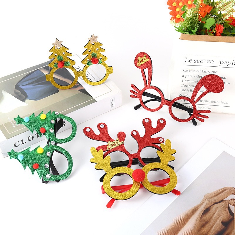 Cross-Border New Arrival Christmas Glasses Atmosphere Props Adult and Children Gift Funny Party Supplies Props New Year Glasses