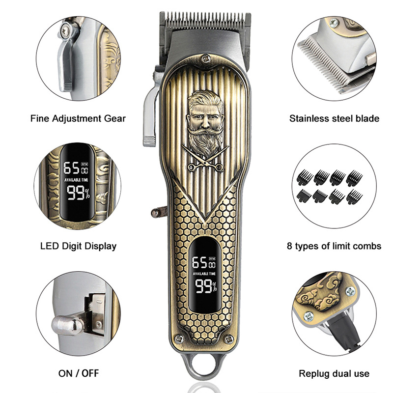 Amazon New Bronze Beard Hair Clipper Electric Clipper Oil Head Electric Hair Clipper Household Hair Clipper in Stock