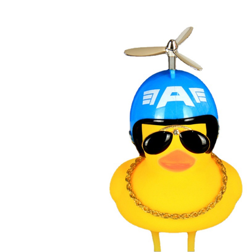 破风鸭墨镜鸭自行车鸭子铃铛抖音摩托小鸭戴头盔 小黄鸭带灯