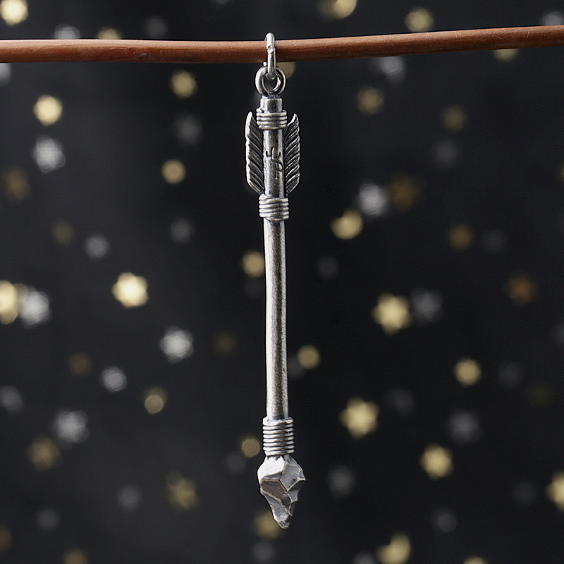 s925银 羽毛箭吊坠 可做手机链钥匙扣 项链吊坠 小滴流侧挂-阿里巴巴