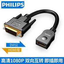 飞利浦DVI转HDMI转接线 HDMI母转DVI 24+1高清双向互转视频转接头
