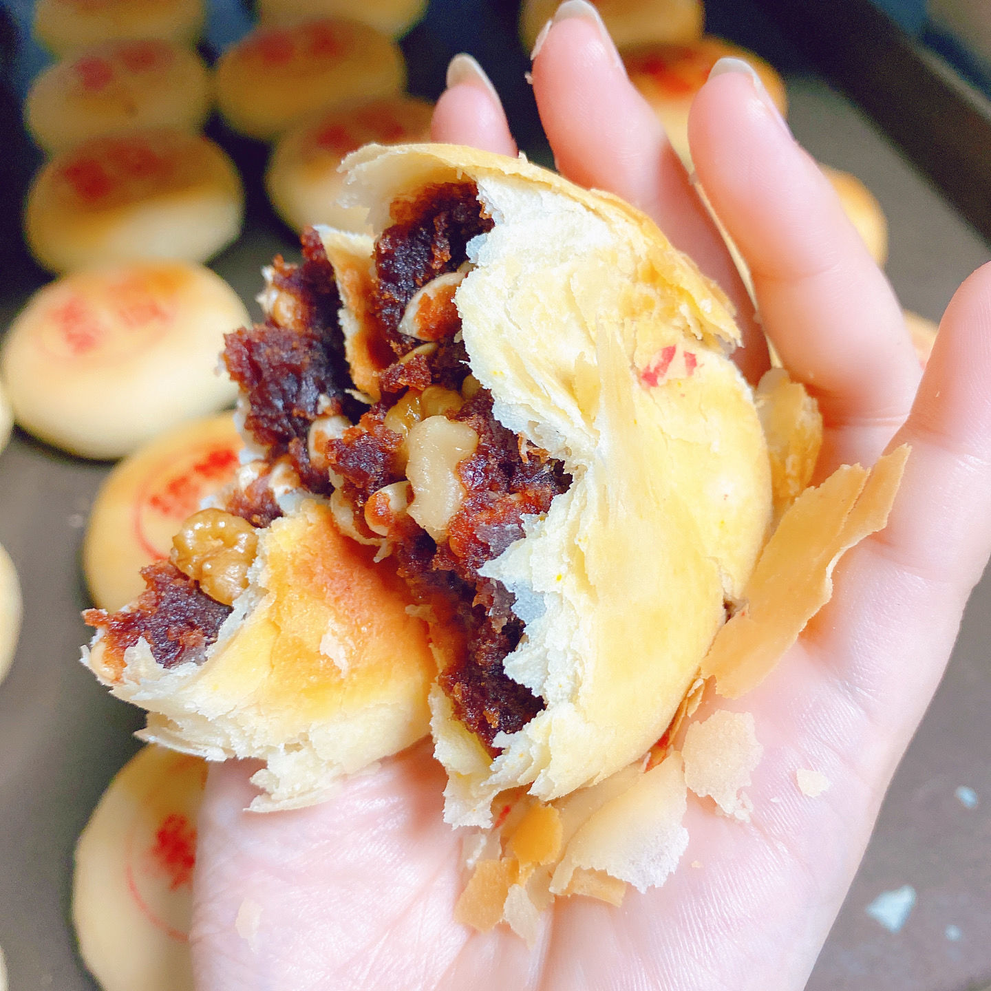 新鲜现做长泾核桃松仁豆沙月饼手工特产酥饼酥皮老式点心糕点中秋