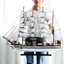 帆船摆件一帆风顺精品手工木质模型客厅装饰品大号生日礼物地中海