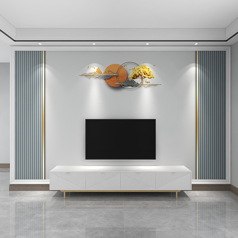 北欧电视机背景墙壁纸现代简约客厅墙纸几何轻奢麋鹿壁画卧室墙布