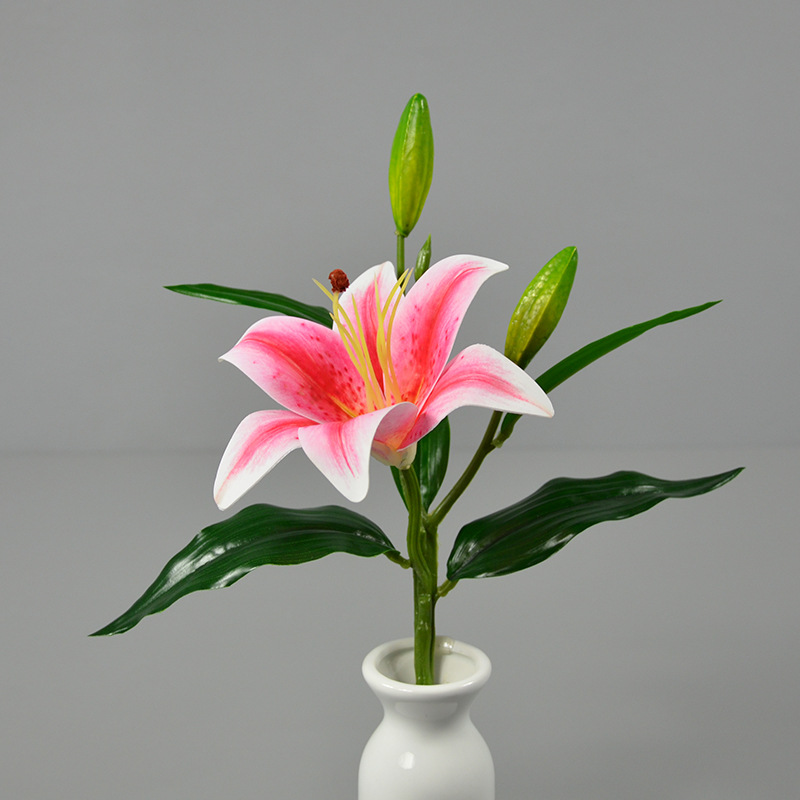 胶片百合小单枝B款婚礼装饰3D打印仿真花 客厅布置电视柜餐桌摆放