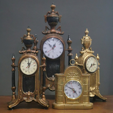 3Y欧式钟表客厅时钟摆件大号坐钟复古仿铜金色座钟美式仿古台钟批