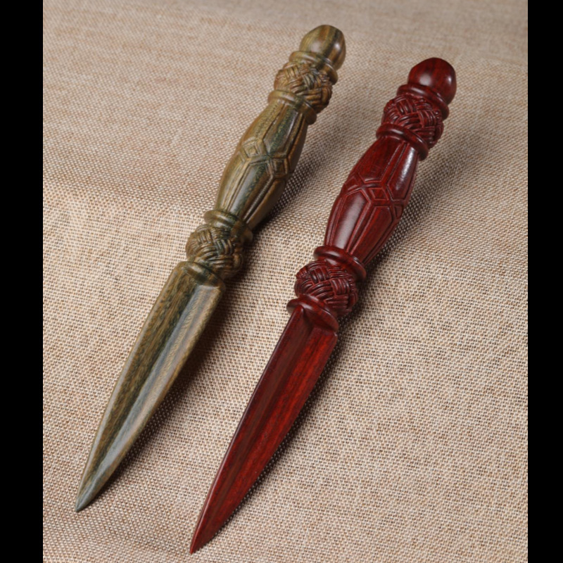 天然紫檀绿檀木金刚杵手工木雕刻摆件手把件檀香木实木文玩工艺品