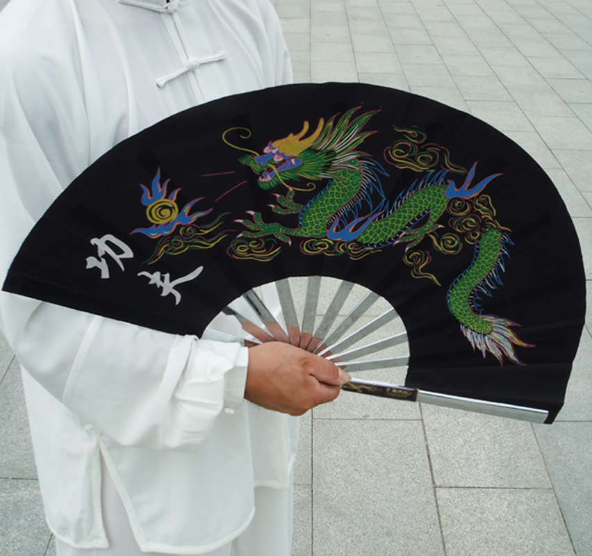 不锈钢太极扇中国功夫扇加厚纯不锈钢扇骨架表演晨练防身用铁扇子