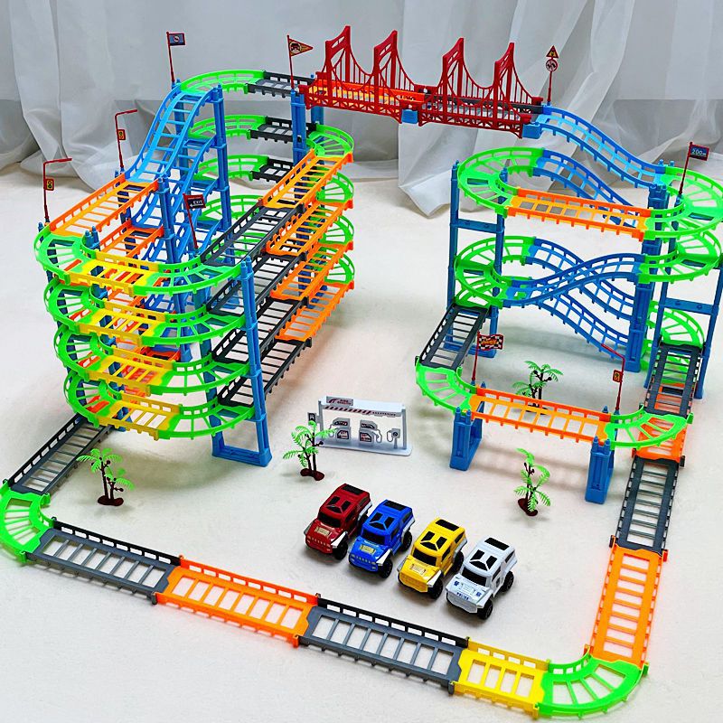 轨道玩具儿童电动立体拼装百变汽车男女孩小火车3-6岁4礼物独立站