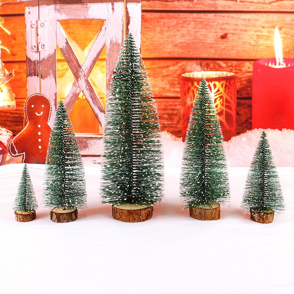 Cross-Border Christmas Decorations Mini Luminous Pine Tree White Cedar Desktop Small Christmas Tree Desktop Ornaments