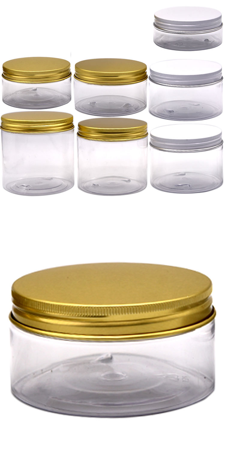 蛋糕广口罐250克食品透明塑料罐500克饼干瓶350g金铝盖糖果透明罐