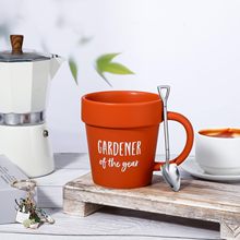 工厂批发12oz陶瓷花盆杯 咖啡杯  创意logo 植物爱好者