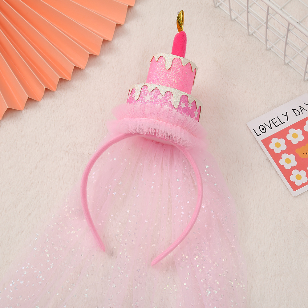 Cartoon Birthday Cake Headband Sequins Holiday Hair Accessories English Letters Happy Birthday Hair Band Wholesale