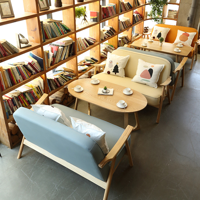 图书馆双人沙发商用板凳网红桌子商用阅览室客户休息区茶几组