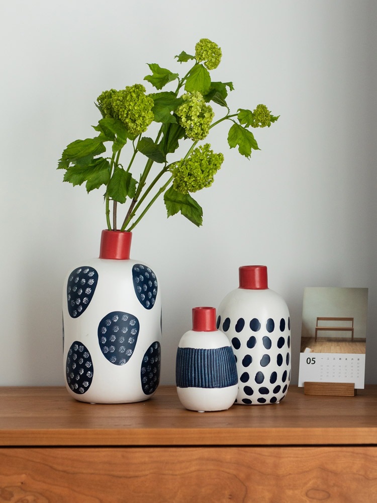 新中式创意陶瓷花瓶插花摆件客厅餐桌花器青花 蕾特莱尔