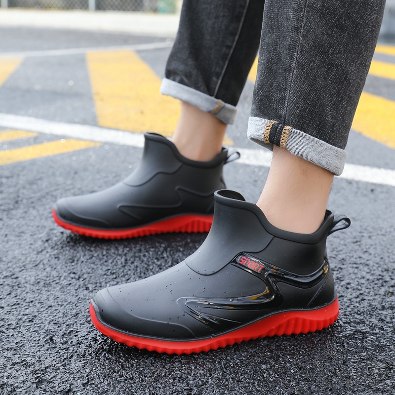 短筒防水雨鞋男款成人钓鱼劳保胶鞋工地专用低帮防滑男士雨靴水鞋
