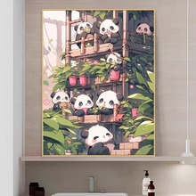 堆堆熊猫数字油画diy填充手工儿童新款手绘填充 儿童放装饰画