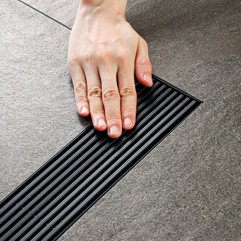 黑色长条地漏304不锈钢卫生级地漏浴室淋浴房防臭地漏长条形地漏