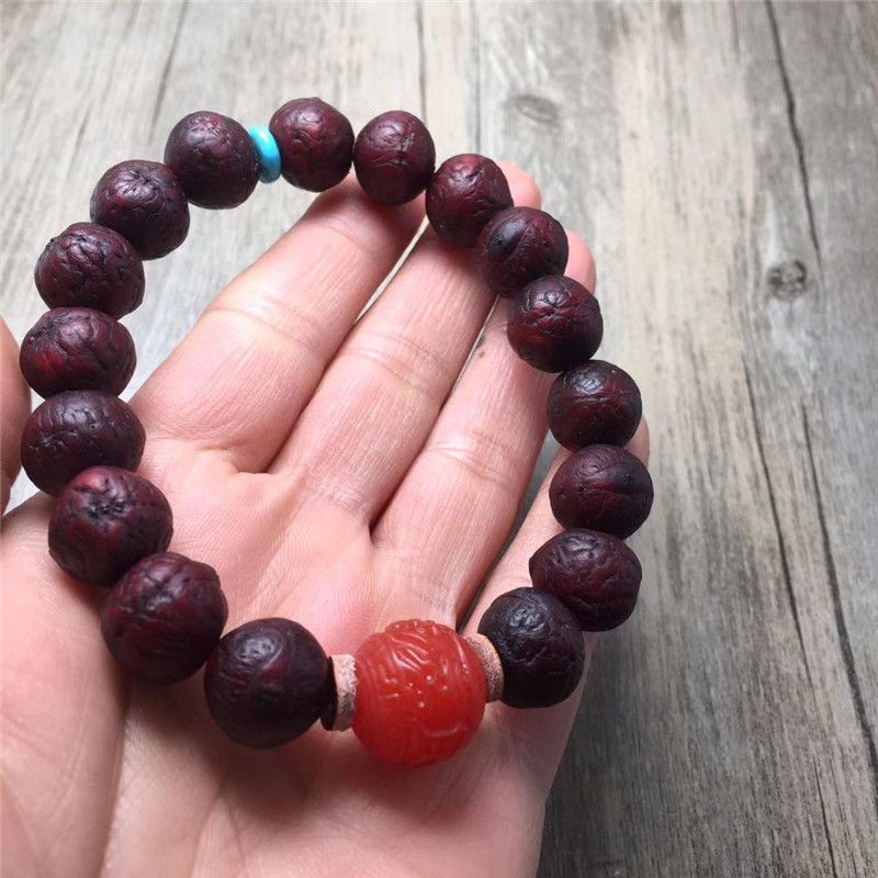 新款尼泊尔凤眼菩提子原籽单圈手串文玩佛珠机刷包浆老凤眼菩提