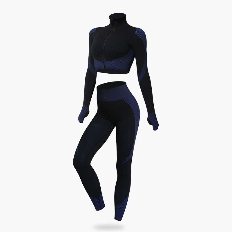 European and American Long Sleeve Seamless Yoga Suit Quick-Drying Fitness Yoga Wear Top Lulu Yoga Pants Skinny Workout Pants