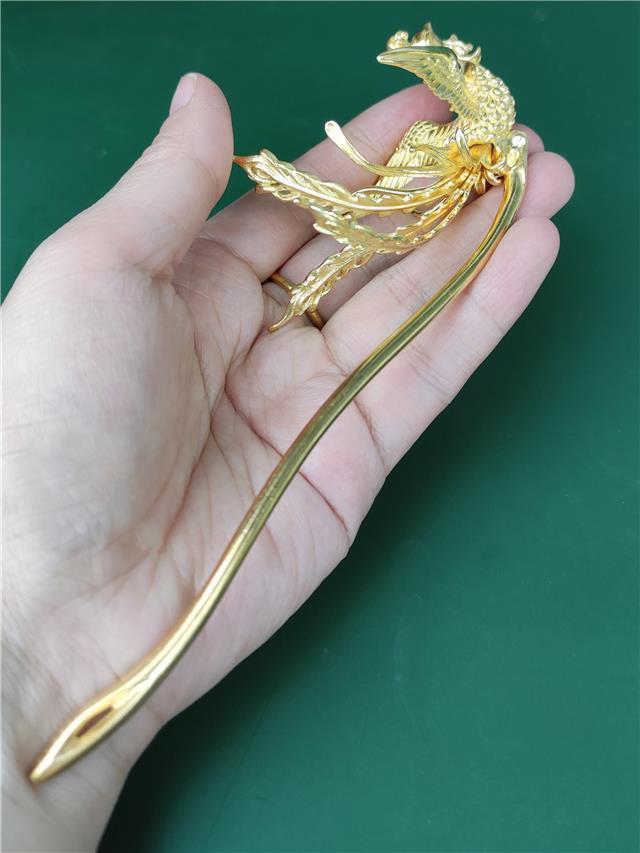 凤钗个性设计纯手工艺s925凤凰簪发簪盘发银镀金凤簪汉服直销凤钗