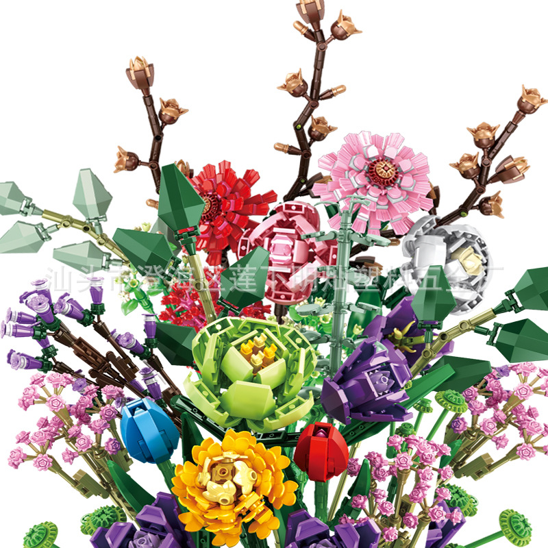 潘洛斯积木花束兼容乐高拼装仿真鲜花装饰北欧摆件ins花 女生礼物
