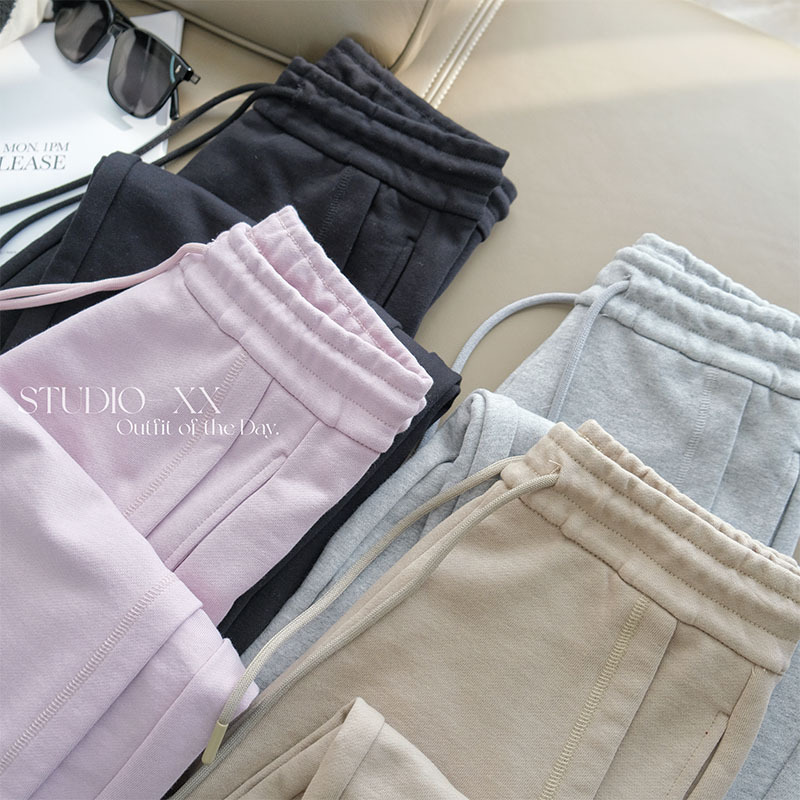 Lu Family Gao Ding! Slim Fit Split Stitching Loose Wide Leg Leisure Baggy Pants Sweatpants Sickle Pants for Women Spring Women Clothes