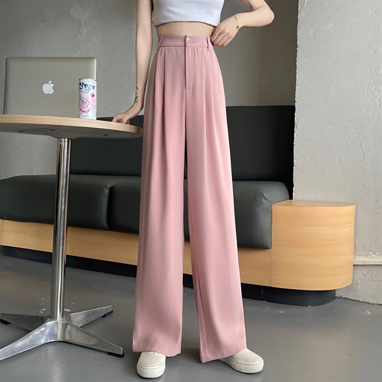 Suit Pants Women's 2023 Summer Korean Style Loose High Waist Wide Leg Draping Effect Mop Pants Straight Casual Pants