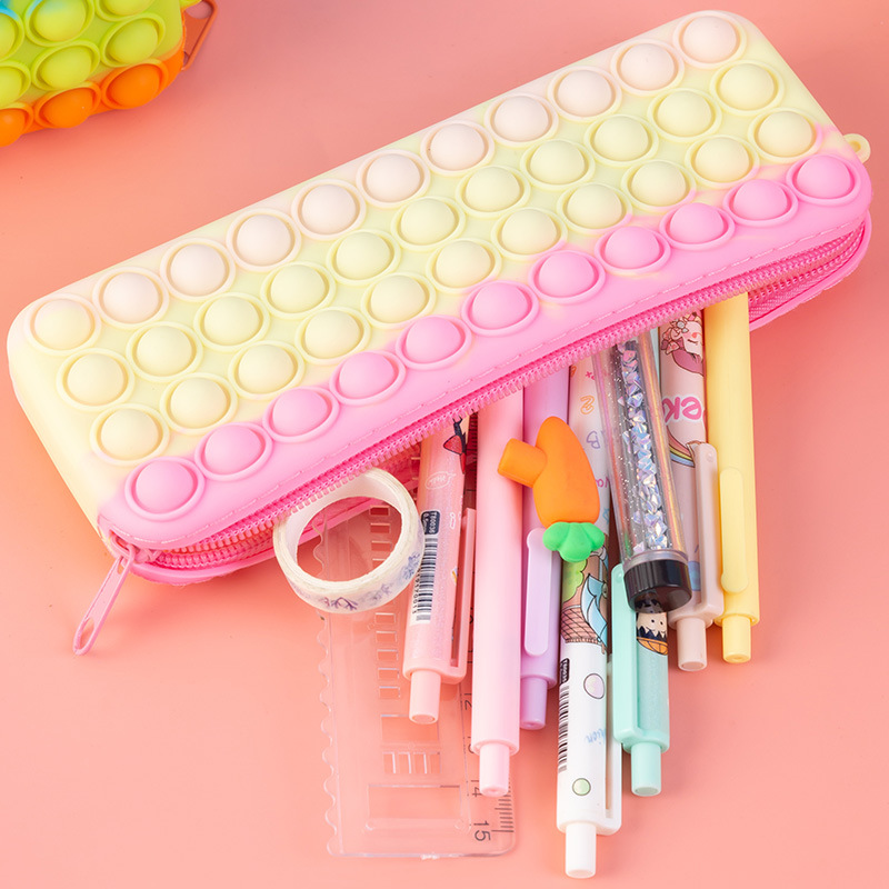 Foreign Trade Silicone Pencil Case Large Capacity Desktop Buggy Bag Decompression Pencil Box Multi-Functional Student Stationery Storage Bag Buggy Bag