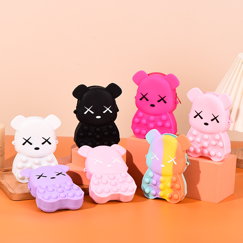 跨境新款灭鼠先锋暴力熊包包 硅胶零钱包解压益智儿童玩具包批发