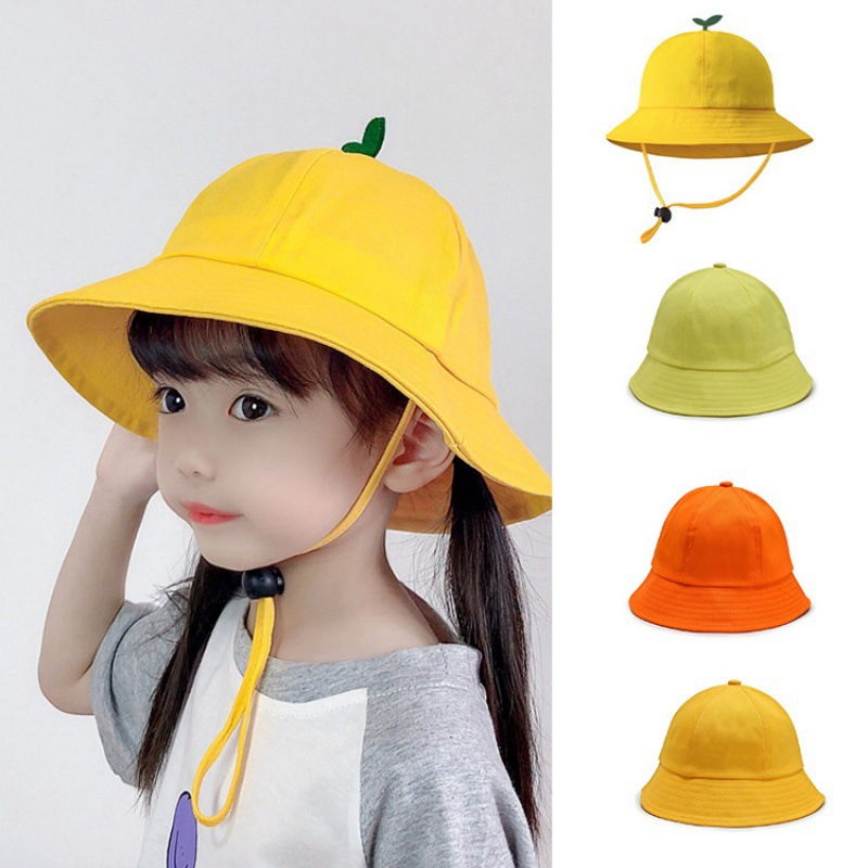 Spring New Children's Bucket Hat Sun Protection Sun-Proof Basin Hat Korean Style Fashionable Outdoor Leisure Yellow Cap Kindergarten Hat