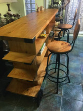 L7D美式工业风复古实木咖啡酒吧台柜商用隔断桌水吧台桌椅操作台
