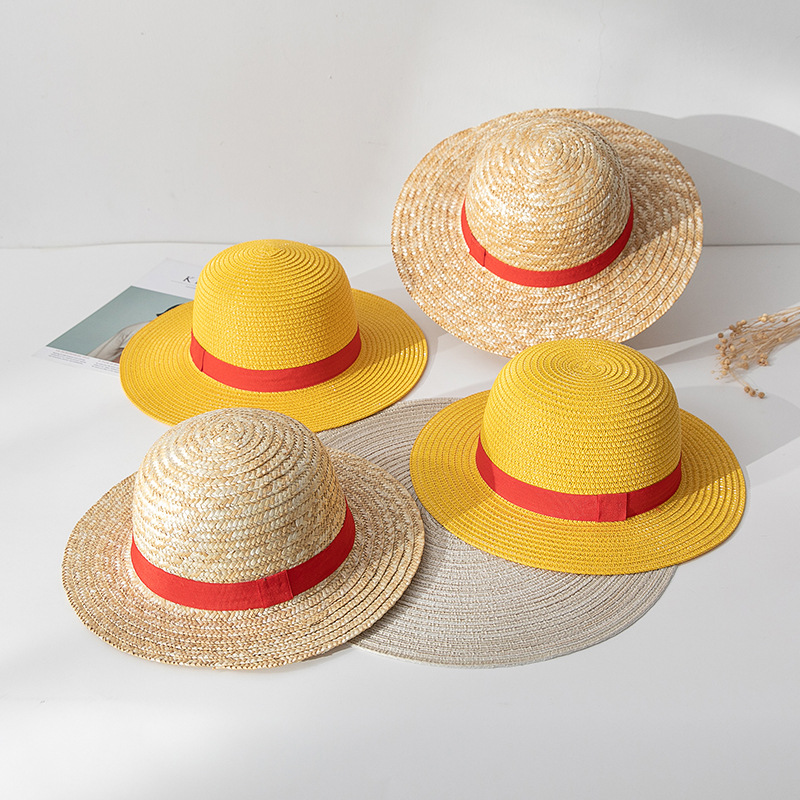 Spot Paper Woven Luffy Straw Hat Cospaly Anime Dress up Straw Parent-Child Hat Sunshade Sun Protection Hat Performance Cap