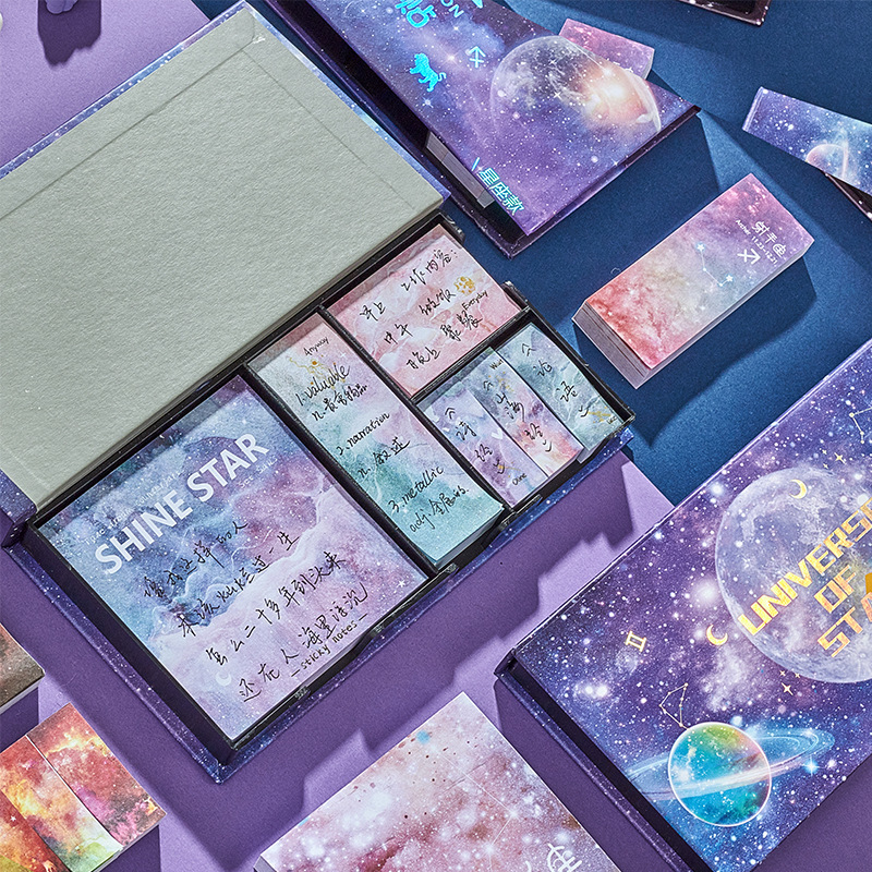 创意便利贴套装组合学生烫金可撕便签纸盒装中国风记事贴