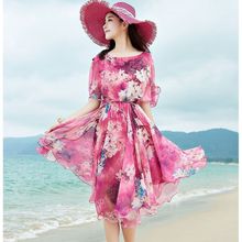 女装新款潮波西米亚长裙沙滩裙海边花裙子海滩仙女雪纺连衣裙