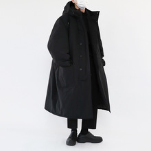 2022韩国棉大衣长款男式黑色连帽加厚棉服冬季百搭宽松棉衣韩版