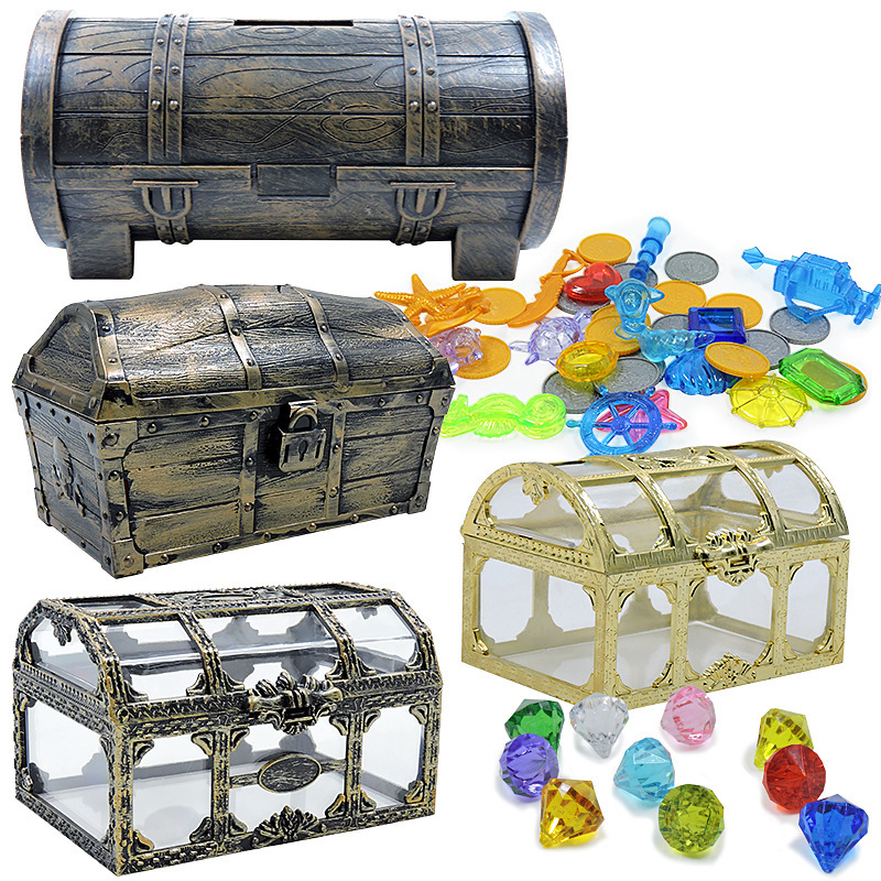 Diving Colorful Diamond Halloween Pirate Treasure Chest