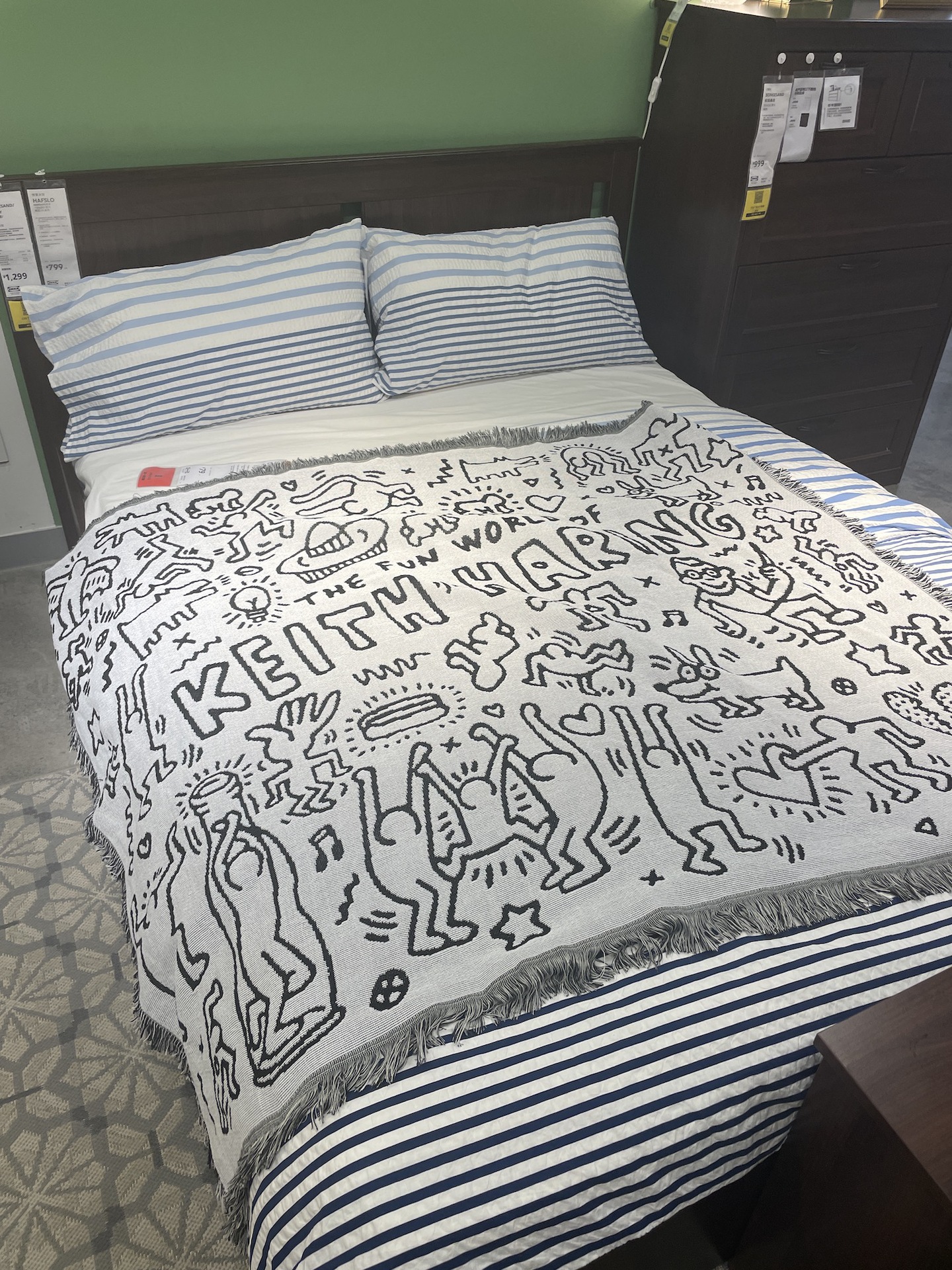 homewares 凯斯哈林 黑白 涂鸦大师 keith haring 沙发毯子 装饰