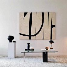 法式侘寂风抽象立体手绘油画黑白沙发背景墙装饰画高级感肌理挂画