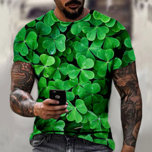 跨境欧美2024新款短袖T夏民族风爱尔兰3D印花男士短袖T恤一件代发
