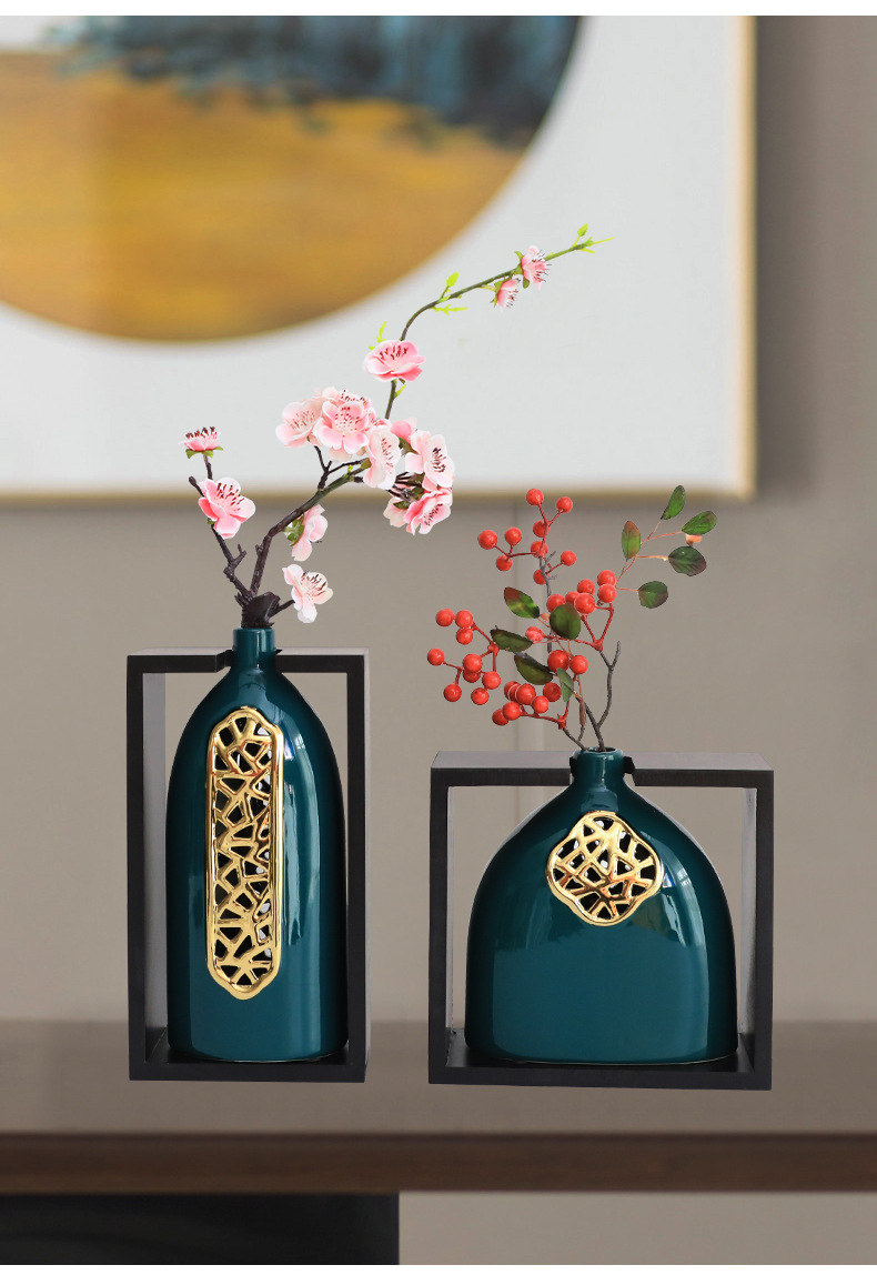 棠艺花瓶新中式摆件国风插花工艺品摆设陶瓷家居装饰品酒柜电视柜