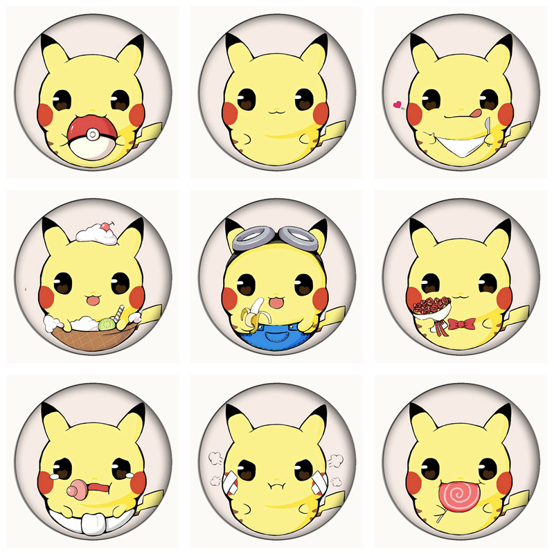 亚马逊外贸跨境宠物小精灵皮卡丘徽章马口铁金属塑料圆形胸针挂件