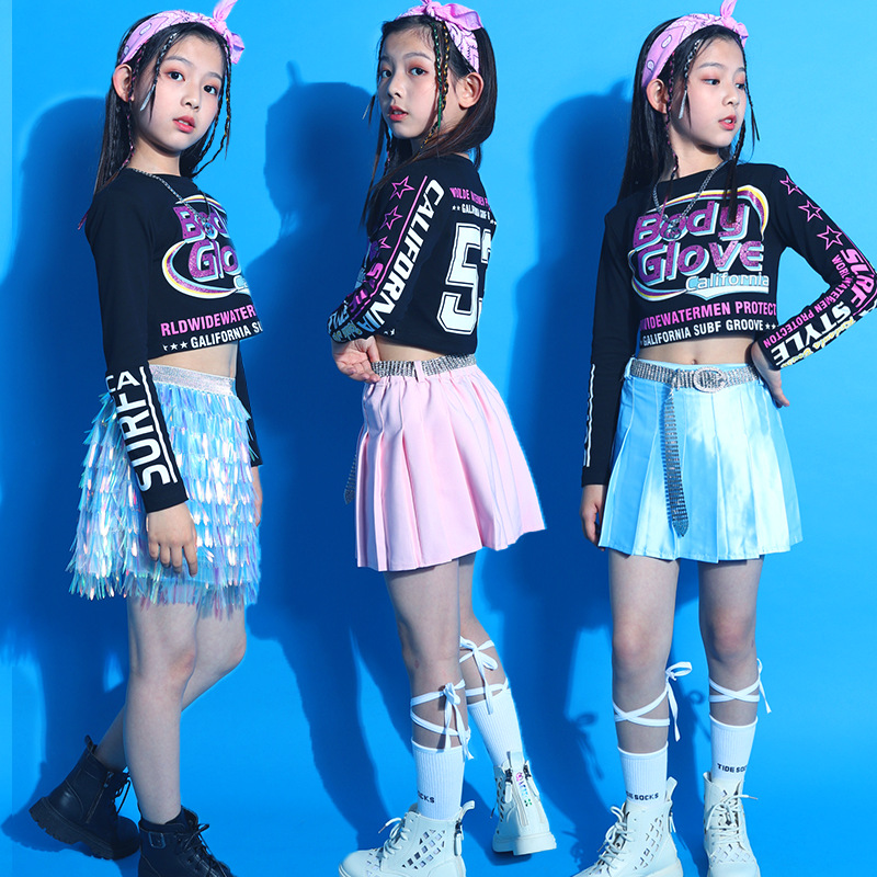 女团打歌服blackpink儿童爵士舞服装女童衣服夏装jazz
