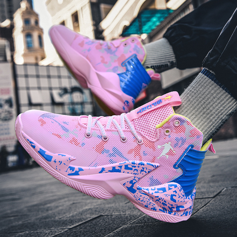 骚粉科比篮球鞋男高帮大童实战训练运动鞋子男童中小学生儿童球鞋