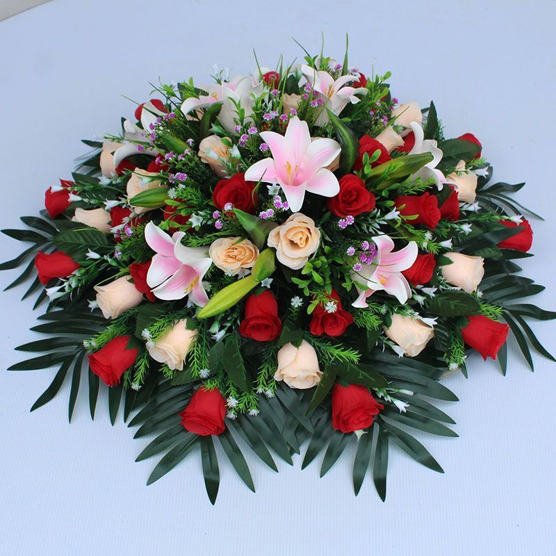 酒店餐桌花花电动转盘花假花餐厅花家用花大圆形台花包间花圆